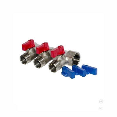 Коллектор резьбовой с кранами  FM 3/4" 1/2" х3	AQUALINK