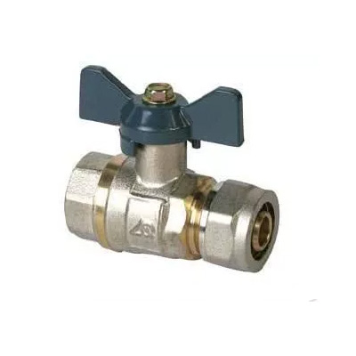 Кран шаровой для МП труб F1/2x16 B бабочка гайка-цанга
