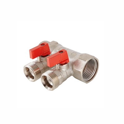 Коллектор с отсекающими кранами, 1"х2 вых. Евроконус 3/4 VTc.580.NE.0602